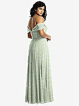 Rear View Thumbnail - Vintage Primrose Sage Off-the-Shoulder Draped Chiffon Maxi Dress