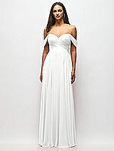 Alt View 3 Thumbnail - White Off-the-Shoulder Draped Chiffon Maxi Dress