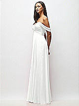 Alt View 4 Thumbnail - White Off-the-Shoulder Draped Chiffon Maxi Dress