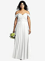 Front View Thumbnail - White Off-the-Shoulder Draped Chiffon Maxi Dress