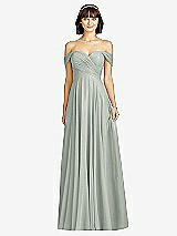 Alt View 1 Thumbnail - Willow Green Off-the-Shoulder Draped Chiffon Maxi Dress