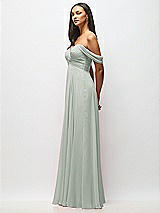 Alt View 4 Thumbnail - Willow Green Off-the-Shoulder Draped Chiffon Maxi Dress