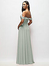 Alt View 5 Thumbnail - Willow Green Off-the-Shoulder Draped Chiffon Maxi Dress