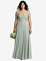 Front View Thumbnail - Willow Green Off-the-Shoulder Draped Chiffon Maxi Dress