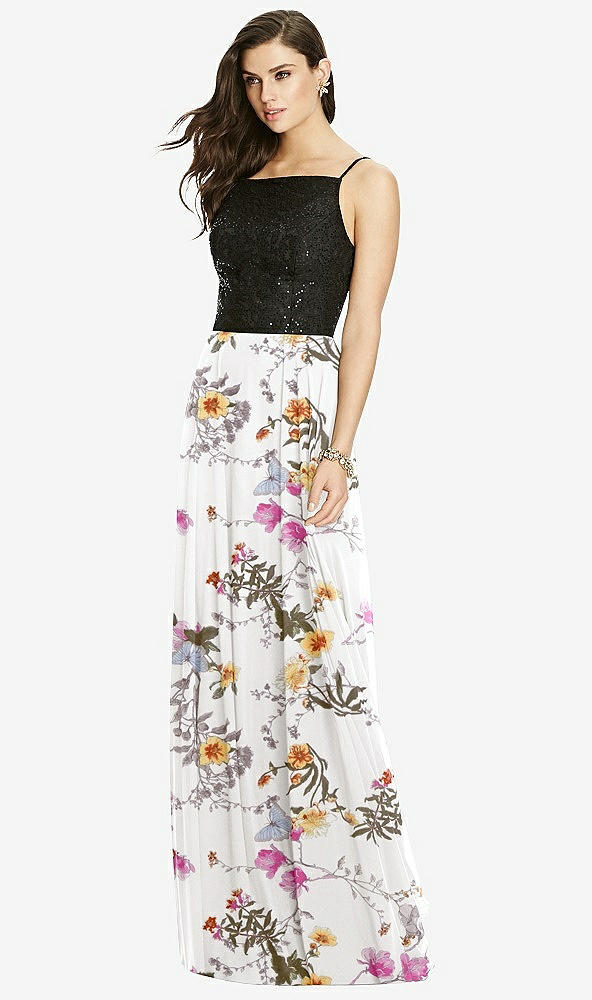 Front View - Butterfly Botanica Ivory Chiffon Maxi Skirt