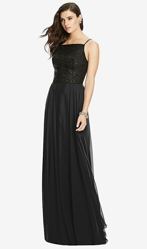 Front View - Black Chiffon Maxi Skirt