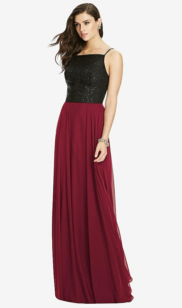 Front View - Burgundy Chiffon Maxi Skirt