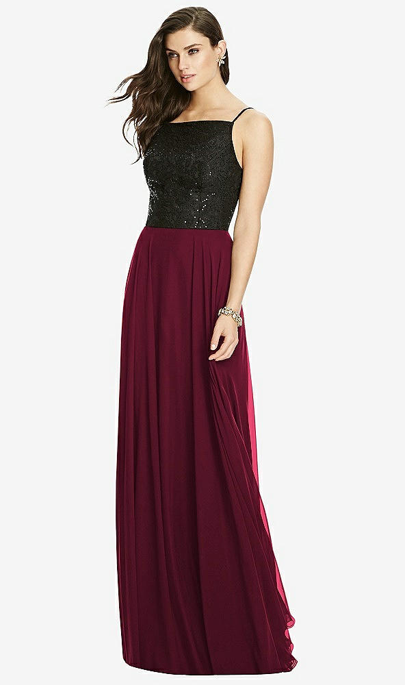 Front View - Cabernet Chiffon Maxi Skirt