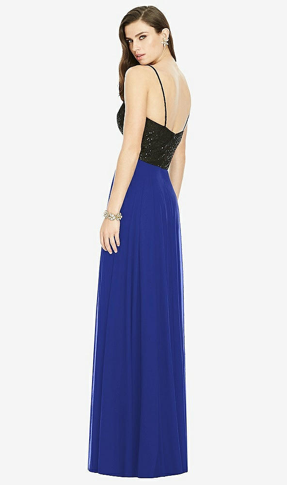 Back View - Cobalt Blue Chiffon Maxi Skirt