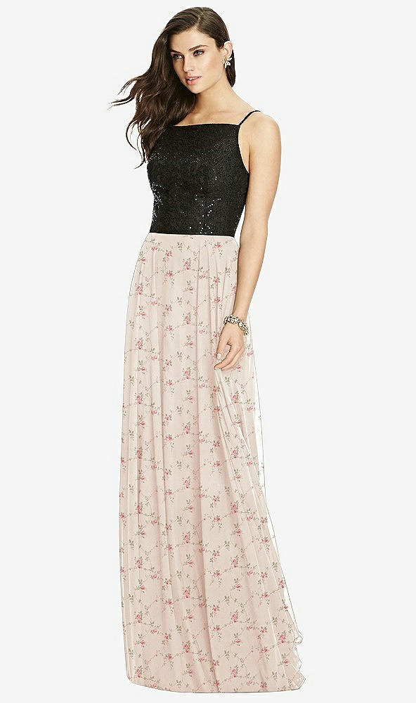 Front View - Coquette Floral Print Chiffon Maxi Skirt