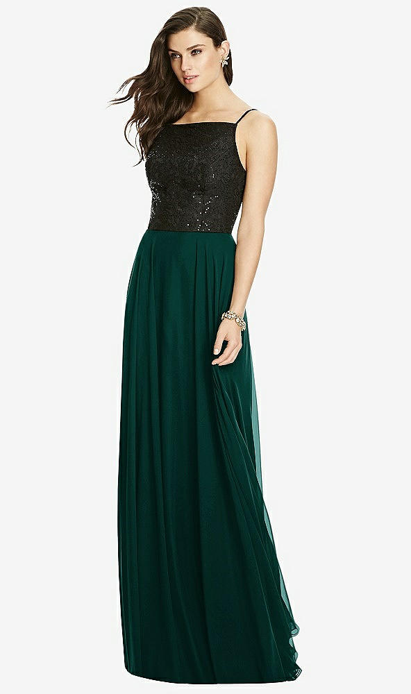 Front View - Evergreen Chiffon Maxi Skirt