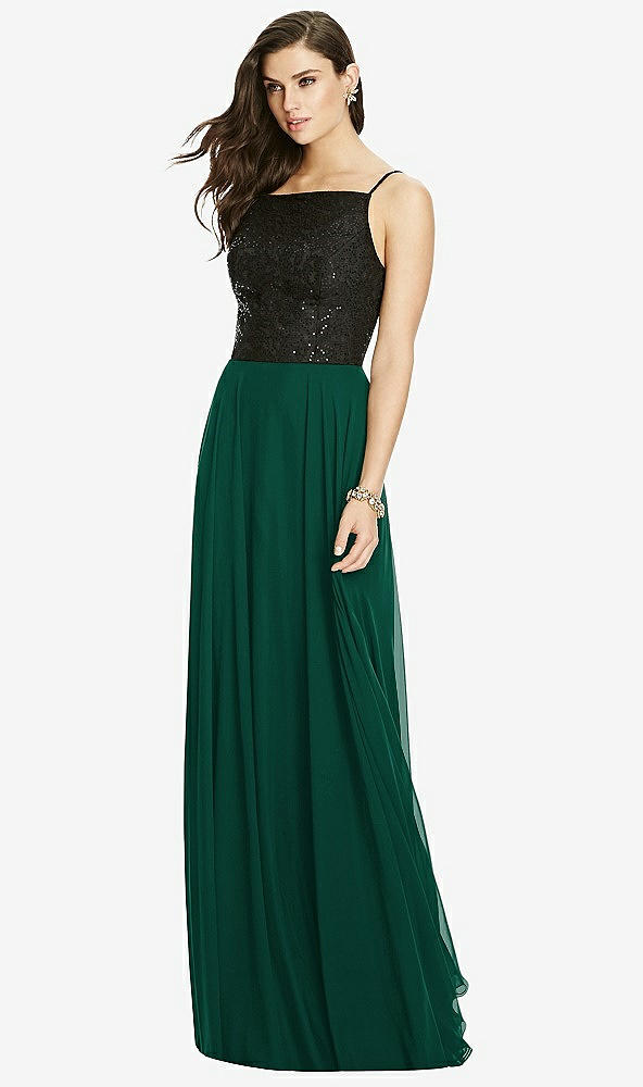 Front View - Hunter Green Chiffon Maxi Skirt