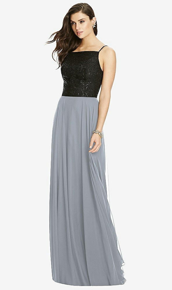 Front View - Platinum Chiffon Maxi Skirt