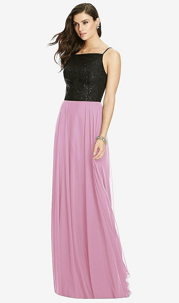 Front View - Powder Pink Chiffon Maxi Skirt