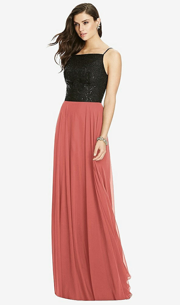 Front View - Coral Pink Chiffon Maxi Skirt