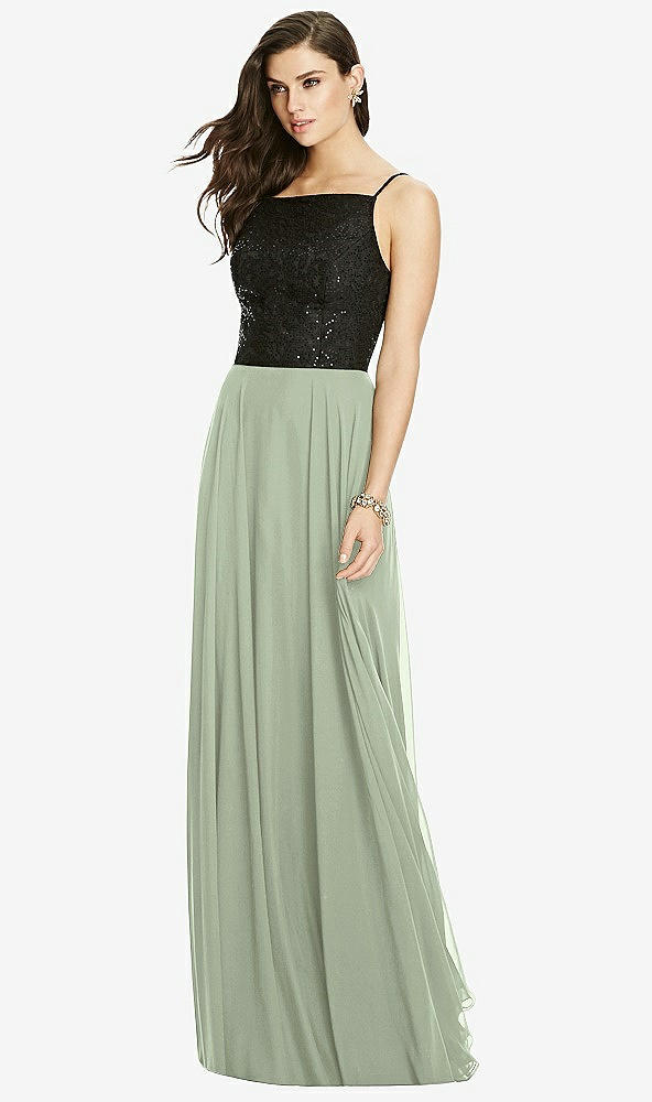 Front View - Sage Chiffon Maxi Skirt