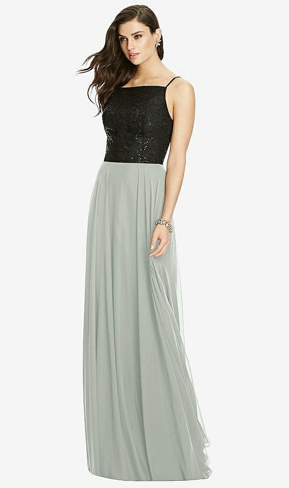 Front View - Willow Green Chiffon Maxi Skirt