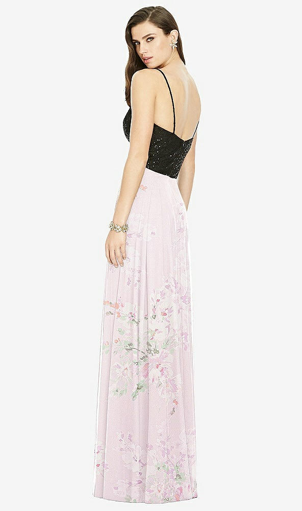 Back View - Watercolor Print Chiffon Maxi Skirt