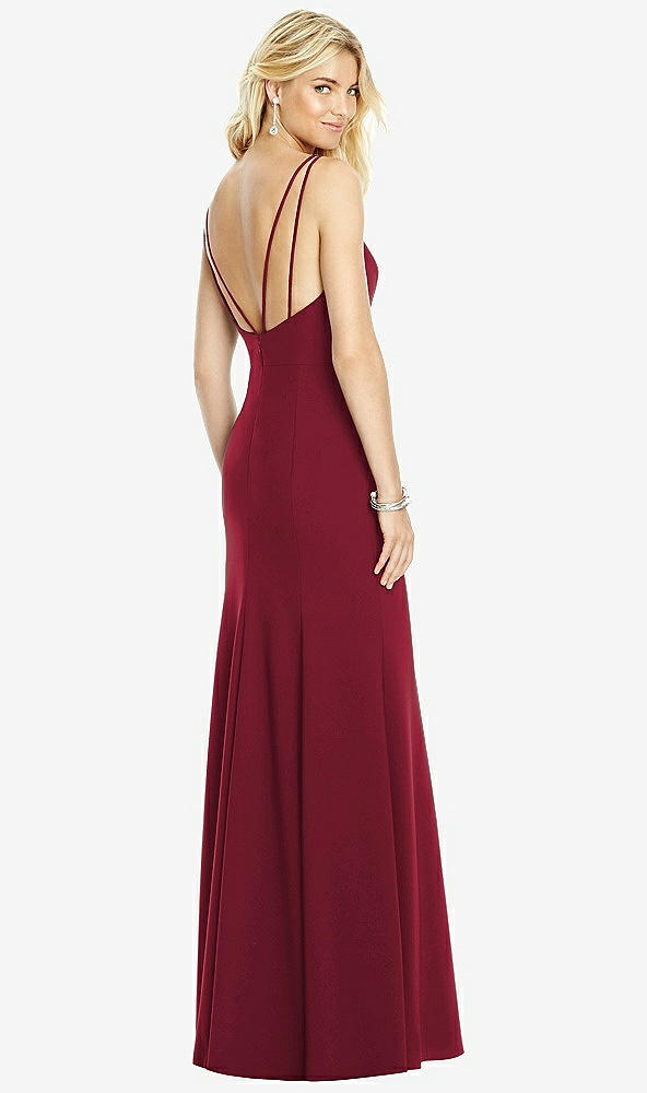 Front View - Burgundy Bateau Neck Open-Back Trumpet Gown