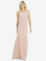 Rear View Thumbnail - Cameo Bateau Neck Open-Back Trumpet Gown