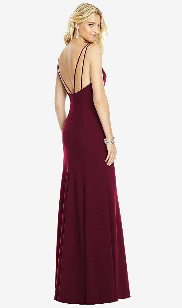 Front View - Cabernet Bateau Neck Open-Back Trumpet Gown