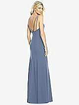 Front View Thumbnail - Larkspur Blue Bateau Neck Open-Back Trumpet Gown