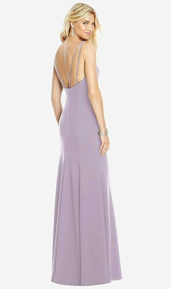 Front View - Lilac Haze Bateau Neck Open-Back Trumpet Gown