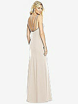 Front View Thumbnail - Oat Bateau Neck Open-Back Trumpet Gown