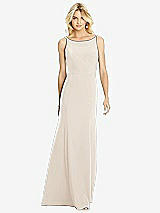 Rear View Thumbnail - Oat Bateau Neck Open-Back Trumpet Gown