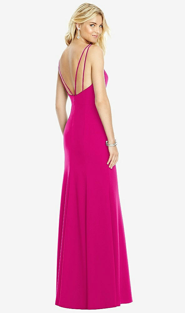 Front View - Think Pink Bateau Neck Open-Back Trumpet Gown