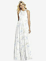 Front View Thumbnail - Bleu Garden Cross Strap Open-Back Halter Maxi Dress