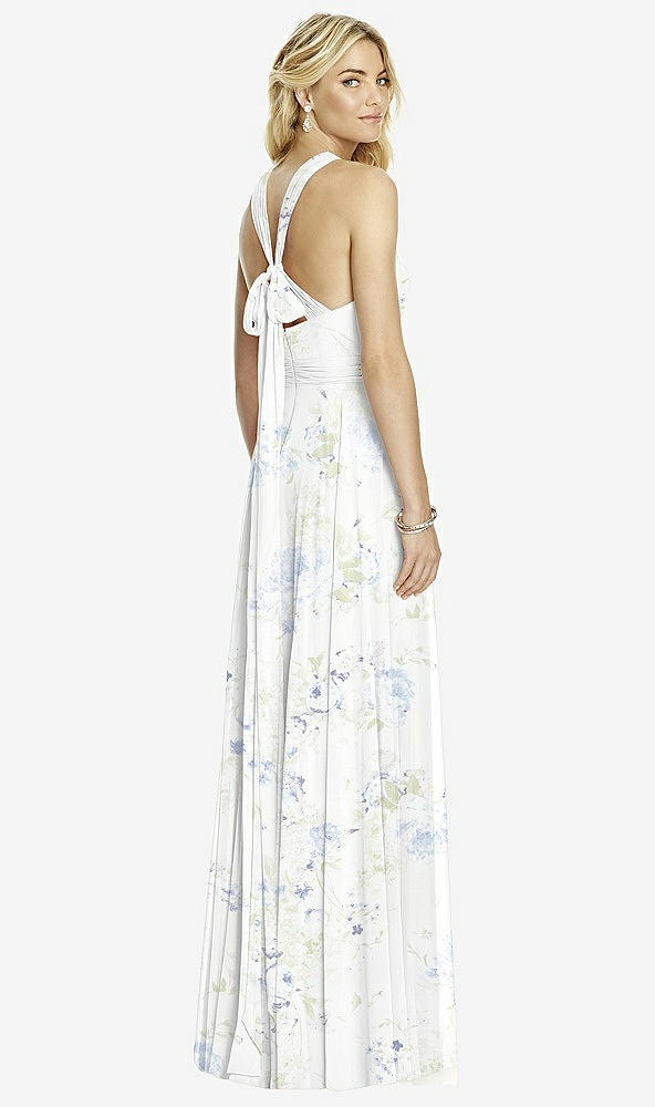 Back View - Bleu Garden Cross Strap Open-Back Halter Maxi Dress