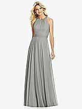 Front View Thumbnail - Chelsea Gray Cross Strap Open-Back Halter Maxi Dress