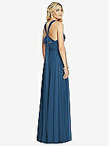 Rear View Thumbnail - Dusk Blue Cross Strap Open-Back Halter Maxi Dress