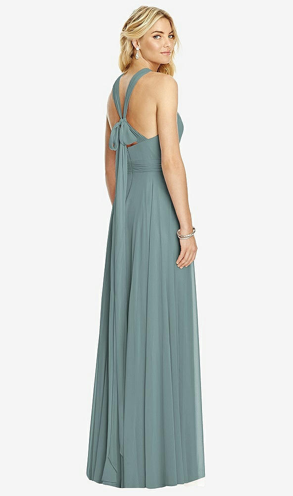 Back View - Icelandic Cross Strap Open-Back Halter Maxi Dress