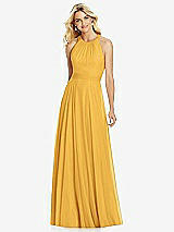 Front View Thumbnail - NYC Yellow Cross Strap Open-Back Halter Maxi Dress