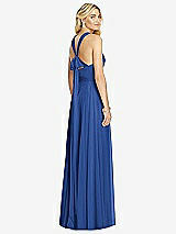 Rear View Thumbnail - Classic Blue Cross Strap Open-Back Halter Maxi Dress