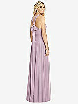 Rear View Thumbnail - Suede Rose Cross Strap Open-Back Halter Maxi Dress