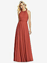 Front View Thumbnail - Amber Sunset Cross Strap Open-Back Halter Maxi Dress