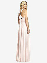 Rear View Thumbnail - Blush Cross Strap Open-Back Halter Maxi Dress