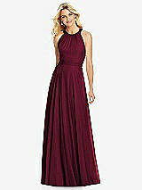 Front View Thumbnail - Cabernet Cross Strap Open-Back Halter Maxi Dress