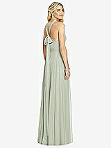 Rear View Thumbnail - Celadon Cross Strap Open-Back Halter Maxi Dress