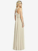 Rear View Thumbnail - Champagne Cross Strap Open-Back Halter Maxi Dress