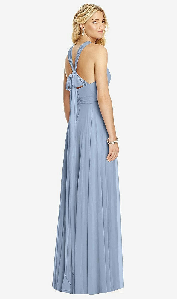 Back View - Cloudy Cross Strap Open-Back Halter Maxi Dress