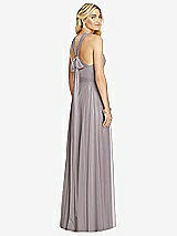 Rear View Thumbnail - Cashmere Gray Cross Strap Open-Back Halter Maxi Dress