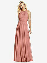 Front View Thumbnail - Desert Rose Cross Strap Open-Back Halter Maxi Dress