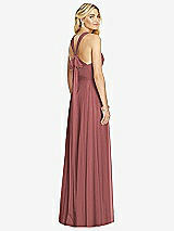 Rear View Thumbnail - English Rose Cross Strap Open-Back Halter Maxi Dress