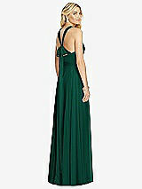 Rear View Thumbnail - Hunter Green Cross Strap Open-Back Halter Maxi Dress