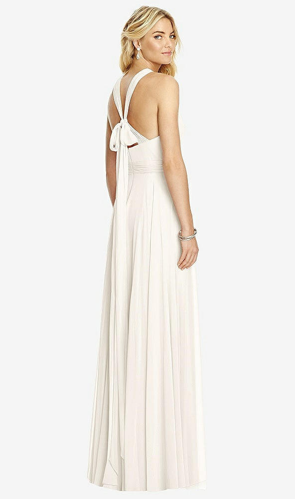 Back View - Ivory Cross Strap Open-Back Halter Maxi Dress