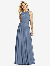 Front View Thumbnail - Larkspur Blue Cross Strap Open-Back Halter Maxi Dress